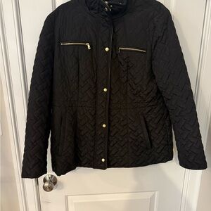 Cole Haan Quilted Black Women's Jacket with Gold Hardware